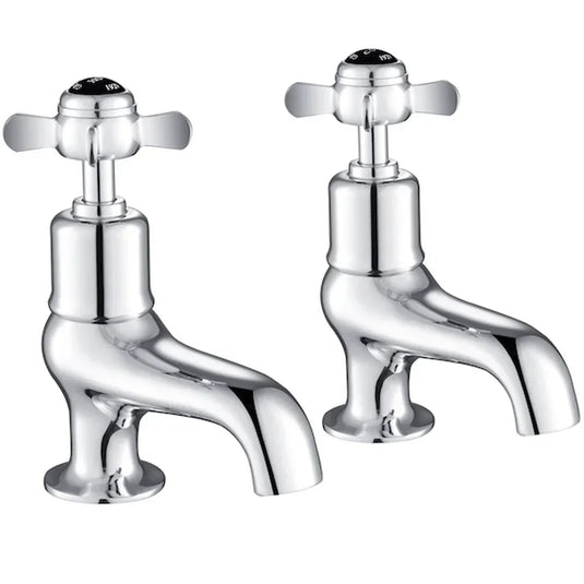 JTP Grosvenor Bath Taps Pair Pinch Handle - Chrome/Black - Envy Bathrooms Ltd
