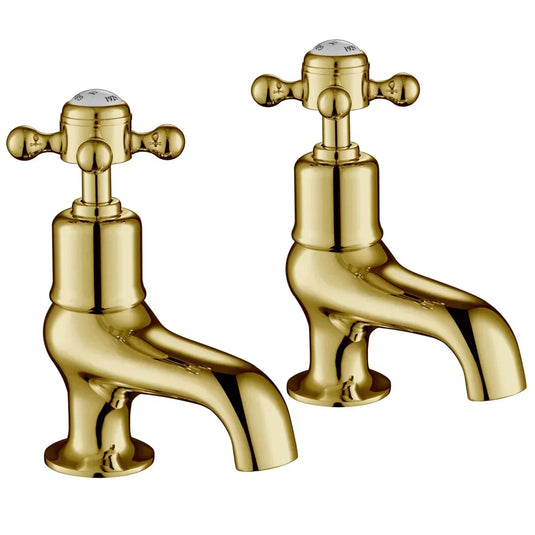JTP Grosvenor Cloakroom Basin Taps Pair Cross Handle - Antique Brass - Envy Bathrooms Ltd