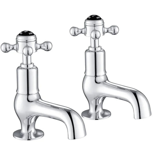 JTP Grosvenor Cloakroom Basin Taps Pair Cross Handle - Chrome/Black - Envy Bathrooms Ltd