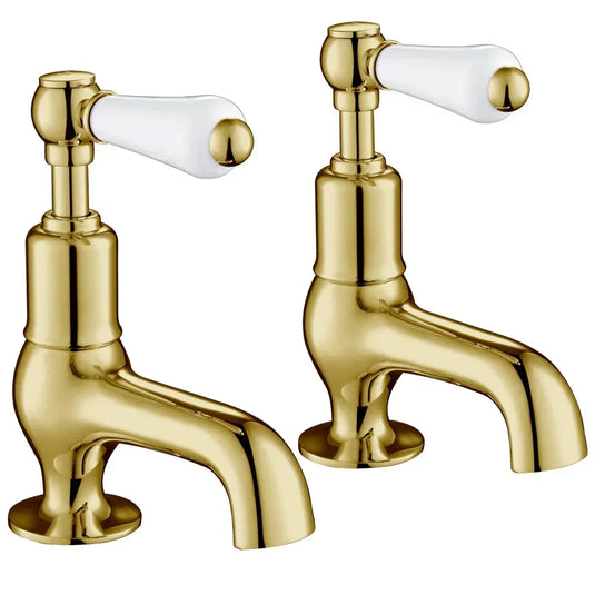 JTP Grosvenor Cloakroom Basin Taps Pair Lever Handle - Antique Brass - Envy Bathrooms Ltd