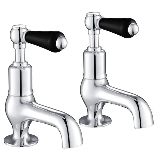 JTP Grosvenor Cloakroom Basin Taps Pair Lever Handle - Chrome/Black - Envy Bathrooms Ltd