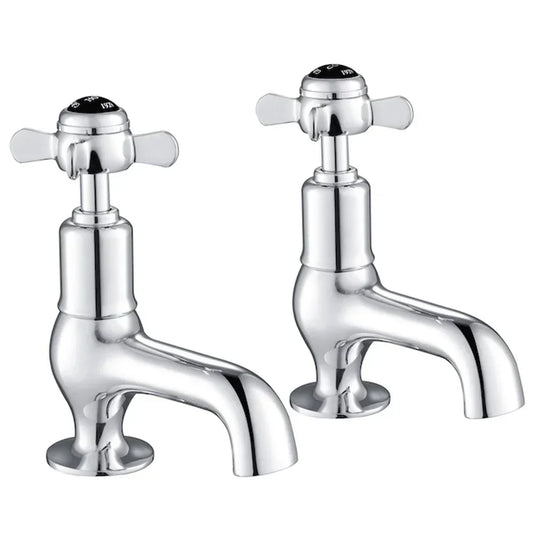JTP Grosvenor Cloakroom Basin Taps Pair Pinch Handle - Chrome/Black - Envy Bathrooms Ltd