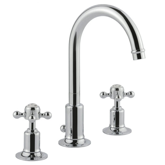 JTP Grosvenor Cross 3 Hole Basin Mixer - Chrome/White - 76191 - Envy Bathrooms Ltd