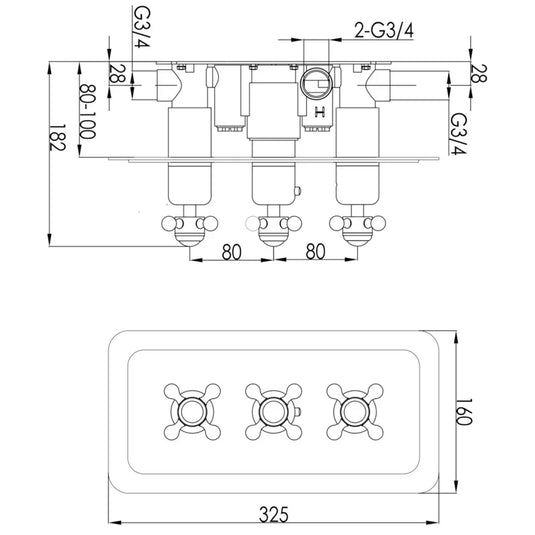 JTP Grosvenor Cross Thermostatic 2-Outlets Concealed Shower Valve - Nickel - Envy Bathrooms Ltd