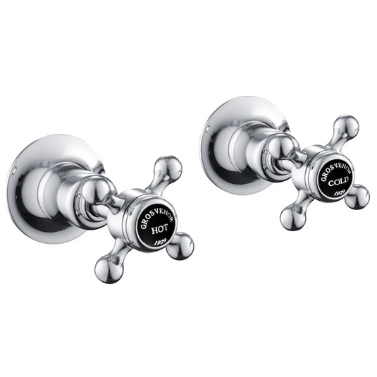 JTP Grosvenor Cross Wall Valves | Chrome / Black | GB76089 - Envy Bathrooms Ltd