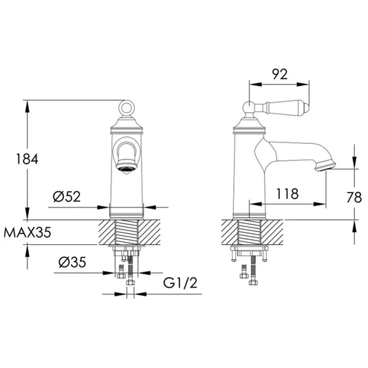 JTP Grosvenor Deck Mounted Basin Mixer Tap with Click Clack Waste - Gold - Envy Bathrooms Ltd