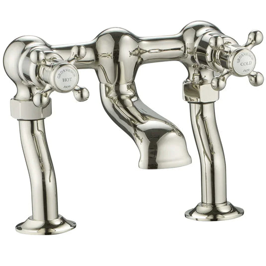JTP Grosvenor Deck Mounted Bath Filler Tap - Crosshead Handle - Nickel - Envy Bathrooms Ltd
