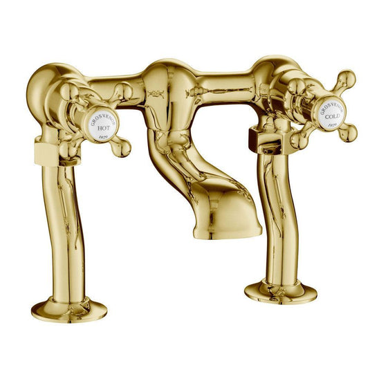 JTP Grosvenor Deck Mounted Crosshead Bath Filler Tap - Antique Brass - Envy Bathrooms Ltd