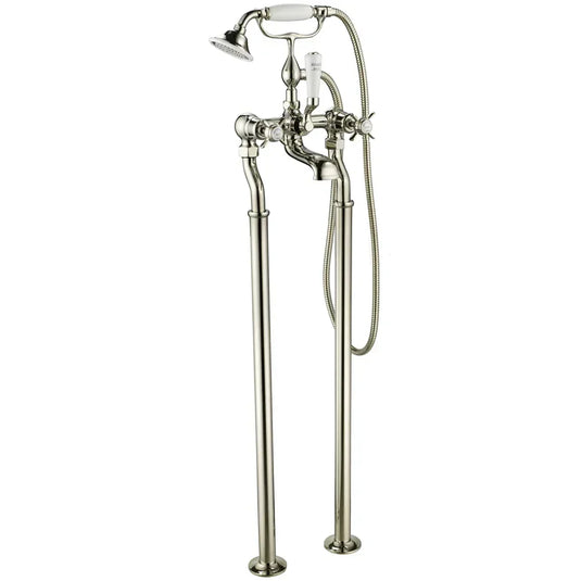 JTP Grosvenor Freestanding Bath Shower Mixer Tap with Shower Kit - Nickel - Envy Bathrooms Ltd