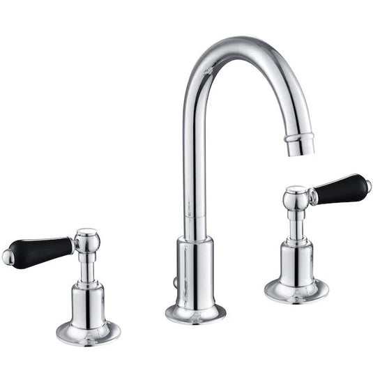 JTP Grosvenor Lever 3 Hole Basin Mixer - Chrome/Black - GB85191 - Envy Bathrooms Ltd