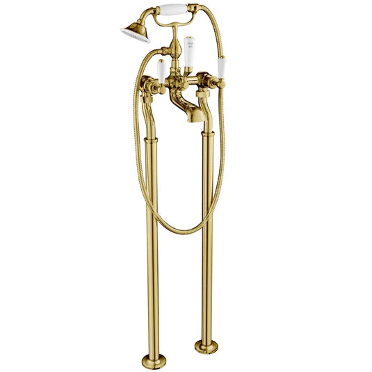 JTP Grosvenor Lever Freestanding Bath Shower Mixer Tap with Kit - Antique Brass - Envy Bathrooms Ltd