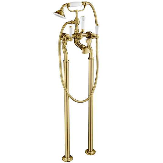 JTP Grosvenor Lever Freestanding Bath Shower Mixer Tap with Kit - Antique Brass - Envy Bathrooms Ltd