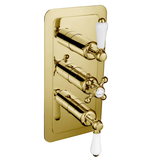 JTP Grosvenor Lever Thermostatic 2 Outlet Concealed Shower Valve | Gold | 85690G - Envy Bathrooms Ltd