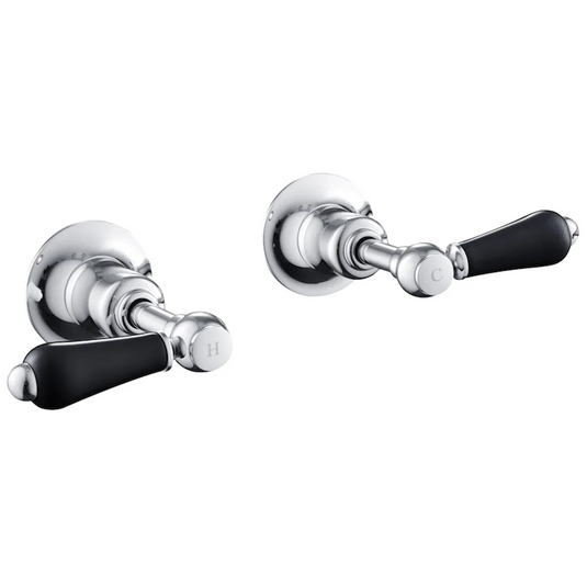 JTP Grosvenor Lever Wall Valves | Chrome / Black | GB85089 - Envy Bathrooms Ltd