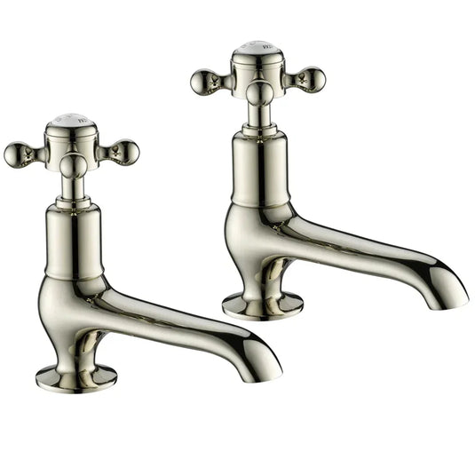 JTP Grosvenor Long Nose Basin Taps Pair - Crosshead Handle - Nickel - Envy Bathrooms Ltd