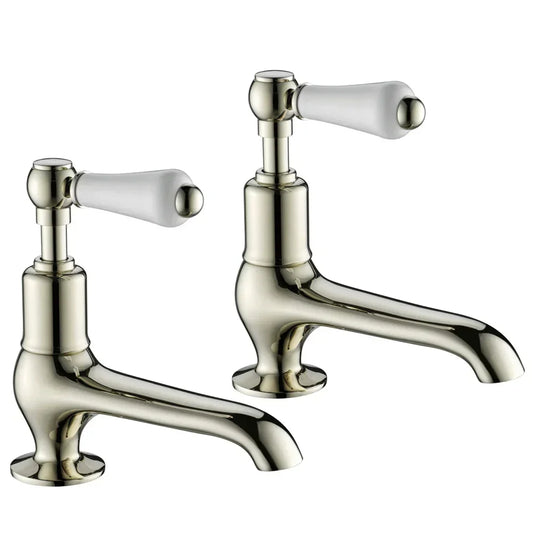 JTP Grosvenor Long Nose Basin Taps Pair - Lever Handle - Nickel - Envy Bathrooms Ltd