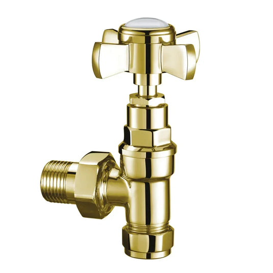JTP Grosvenor Manual Angled Radiator Valve - Brushed Brass - Envy Bathrooms Ltd