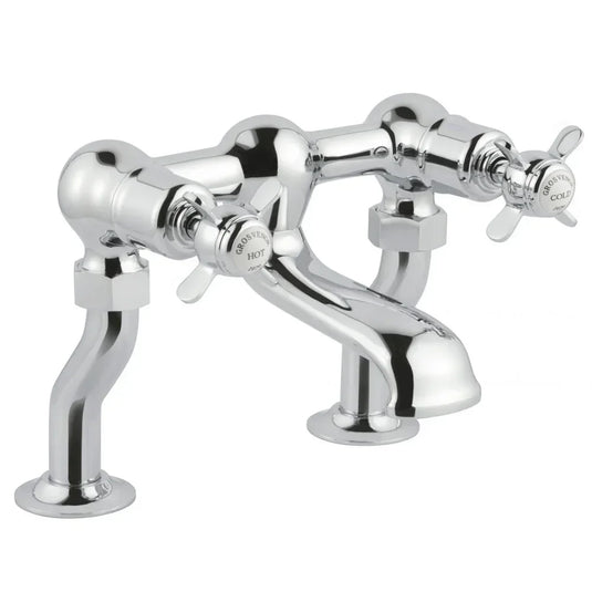 JTP Grosvenor Pillar Mounted Bath Filler Tap Pinch Handle - Chrome - Envy Bathrooms Ltd