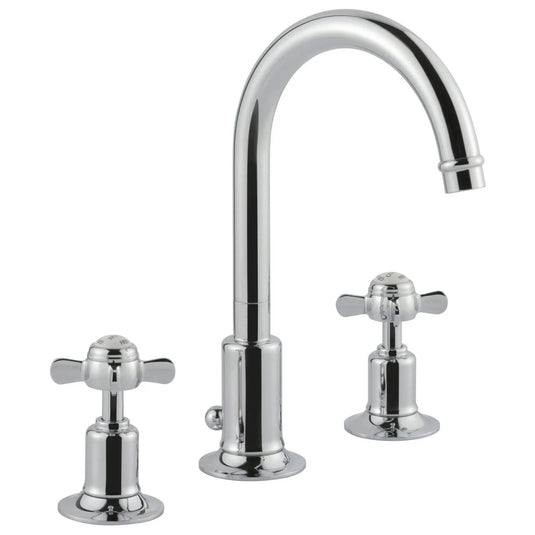 JTP Grosvenor Pinch 3 Hole Basin Mixer - Chrome/White - 98191 - Envy Bathrooms Ltd