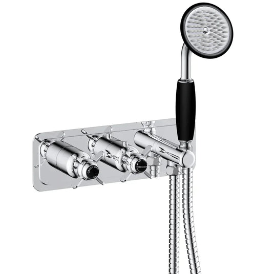 JTP Grosvenor Pinch Horizontal Thermostatic 2-Outlets Concealed Shower Valve - Double Handle - Chrome - Envy Bathrooms Ltd