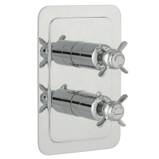 JTP Grosvenor Pinch Vertical Thermostatic Concealed 2 Outlets Shower Valve Dual Handle - Chrome - Envy Bathrooms Ltd