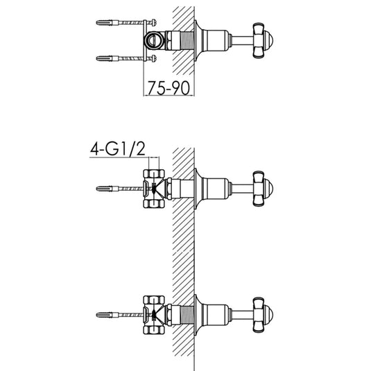 JTP Grosvenor Pinch Wall Valves - Double Handle - Chrome - Envy Bathrooms Ltd