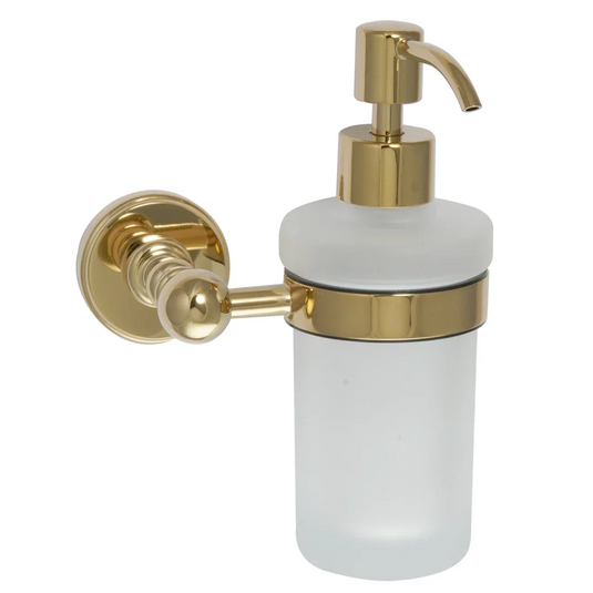 JTP Grosvenor Soap Dispenser With Frosted Glass - Polished Gold - GR167G - Envy Bathrooms Ltd