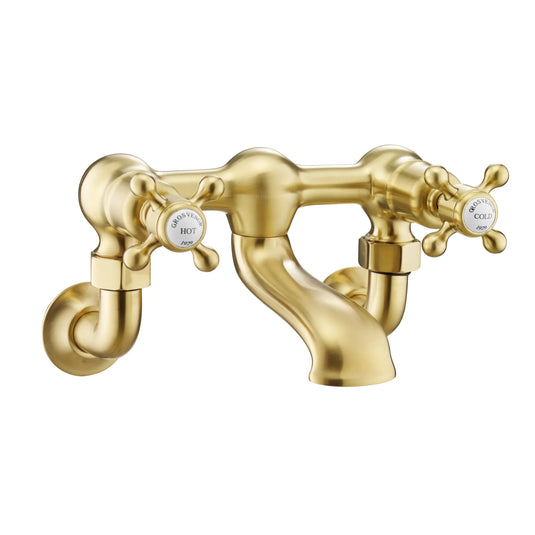 JTP Grosvenor Wall Mounted Crosshead Bath Filler Tap - Brushed Brass - 76223WMBBR - Envy Bathrooms Ltd