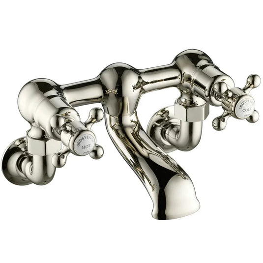 JTP Grosvenor Wall Mounted Crosshead Bath Filler Tap - Nickel - Envy Bathrooms Ltd