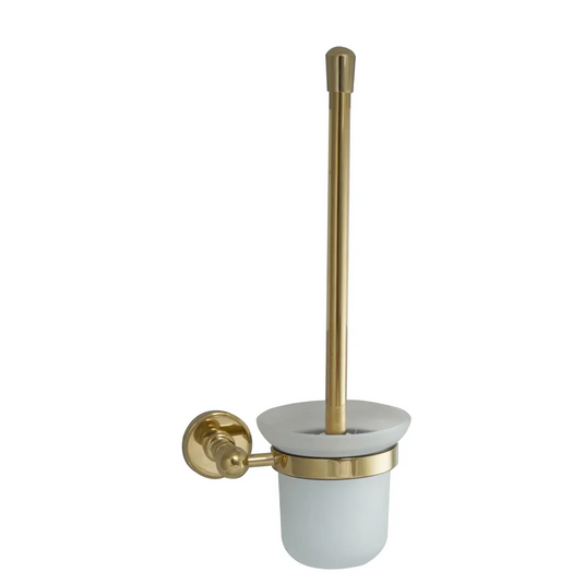 JTP Grosvenor Wall Mounted Toilet Brush & Holder With Frosted Glass - Polished Gold - GR165G - Envy Bathrooms Ltd