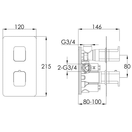 JTP Hix 1-Outlet Thermostatic Concealed Shower Valve - Chrome - Envy Bathrooms Ltd