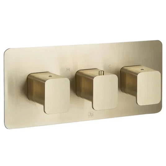 JTP Hix 3-Outlet Thermostatic Concealed Shower Valve - Brushed Brass PVD - Envy Bathrooms Ltd
