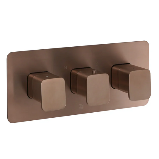 JTP Hix 3-Outlet Thermostatic Concealed Shower Valve - Brushed Bronze - 31692BRZ - Envy Bathrooms Ltd