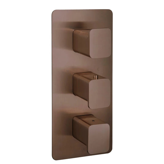 JTP Hix 3-Outlet Triple Handle Thermostatic Concealed Shower Valve - Brushed Bronze - 31691BRZ - Envy Bathrooms Ltd