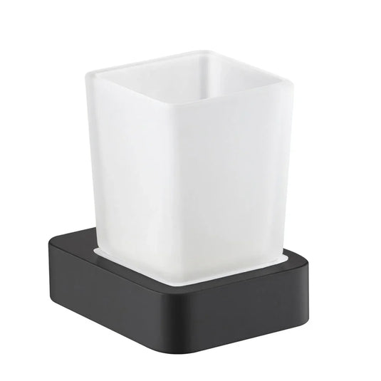 JTP Hix 75mm Square Wall Mounted Tumbler Holder - Matt Black - 38141MB - Envy Bathrooms Ltd