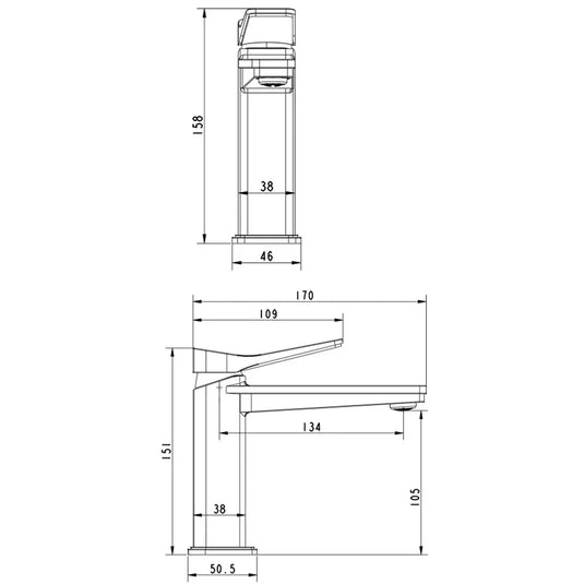 JTP Hix Deck Mounted Basin Mixer Tap - Chrome - Envy Bathrooms Ltd