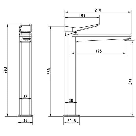 JTP Hix Deck Mounted Tall Basin Mixer Tap - Brushed Brass PVD - Envy Bathrooms Ltd