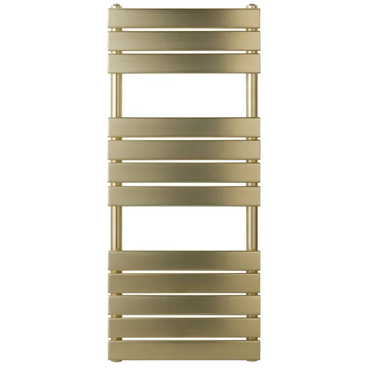 JTP Hix Designer Heated Towel Rail 1200mm H x 500mm W - Brushed Brass - Envy Bathrooms Ltd