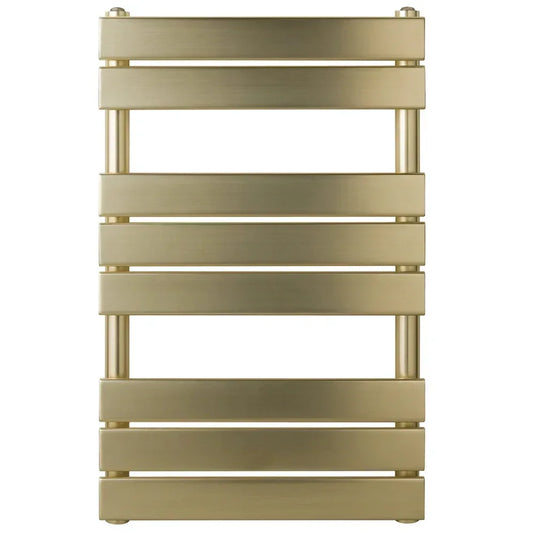JTP Hix Designer Heated Towel Rail 800mm H x 500mm W - Brushed Brass - Envy Bathrooms Ltd