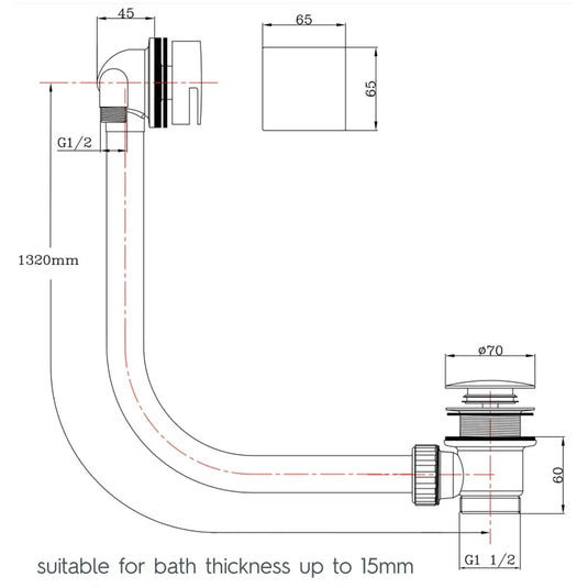 JTP Hix Exofil Click Clack Bath Waste with Overflow Filler - Chrome - Envy Bathrooms Ltd