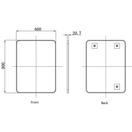 JTP Hix Rectangular Bathroom Mirror 800mm H x 600mm W - Brushed Brass - Envy Bathrooms Ltd