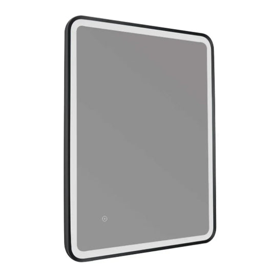 JTP Hix Rectangular LED Illuminated Bathroom Mirror 800mm H x 600mm W - Matt Black - Envy Bathrooms Ltd