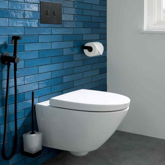 JTP Hix Square Wall Mounted Toilet Brush Holder 75mm Wide - Matt Black - 38165MB - Envy Bathrooms Ltd