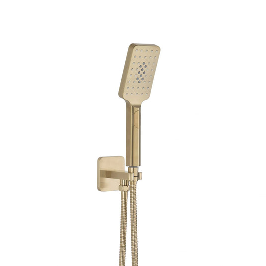 JTP HIX Square Water Outlet With Holder, Hose & Hand Shower - Brushed Brass - 33SQUARE/WS/BBR - Envy Bathrooms Ltd