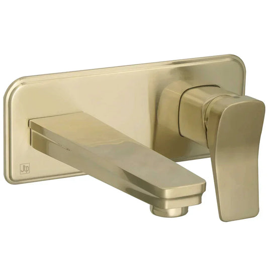 JTP Hix Wall Mounted Rectangular Basin Mixer Tap - Brushed Brass PVD - Envy Bathrooms Ltd