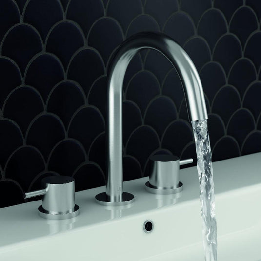 JTP Inox 3-Hole Deck Mounted Basin Mixer Tap - Stainless Steel - Envy Bathrooms Ltd