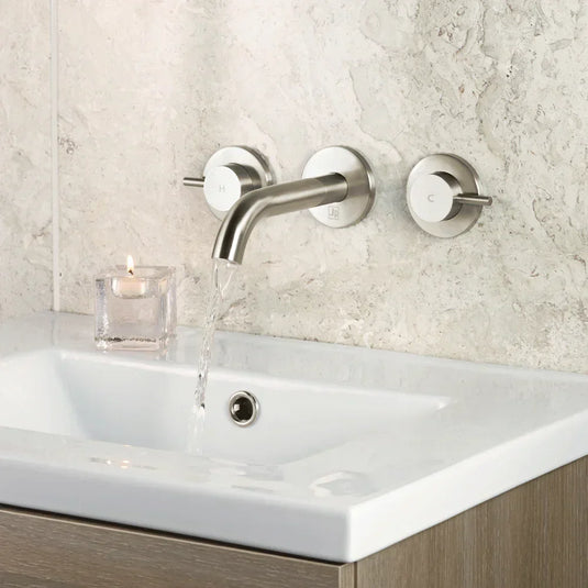 JTP Inox 3-Hole Wall Mounted Basin Mixer Tap - Stainless Steel - Envy Bathrooms Ltd