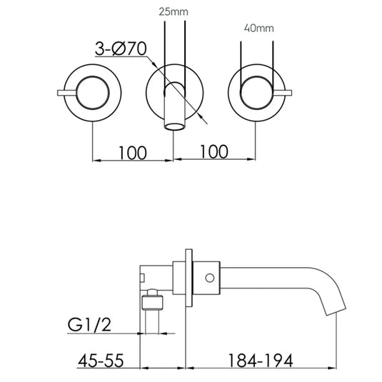 JTP Inox 3-Hole Wall Mounted Basin Mixer Tap - Stainless Steel - Envy Bathrooms Ltd