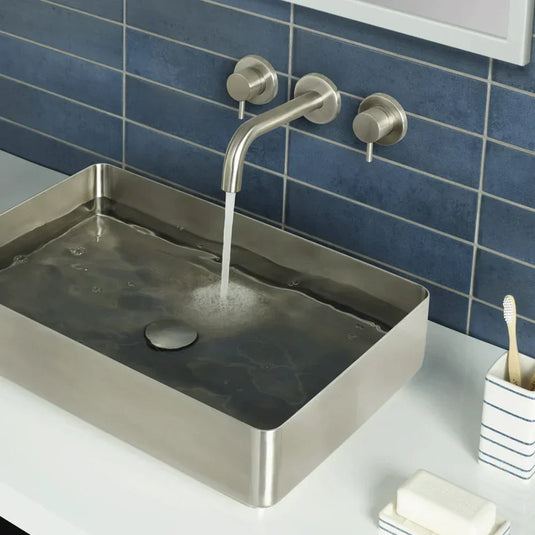JTP Inox 3-Hole Wall Mounted Basin Mixer Tap - Stainless Steel - Envy Bathrooms Ltd