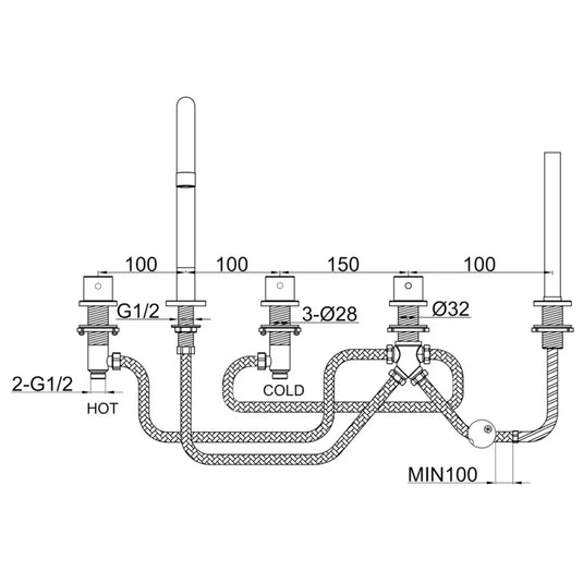 JTP Inox 5-Hole Bath Shower Mixer Tap with Diverter and Extractable Handset - Stainless Steel - Envy Bathrooms Ltd